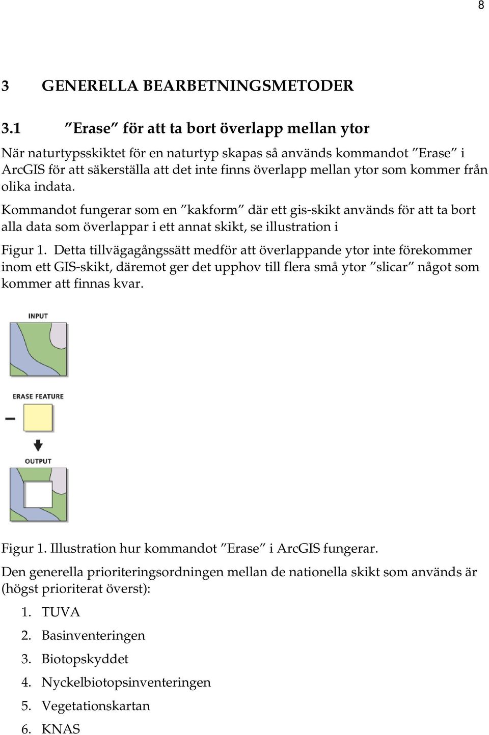 från olika indata. Kommandot fungerar som en kakform där ett gis-skikt används för att ta bort alla data som överlappar i ett annat skikt, se illustration i Figur 1.