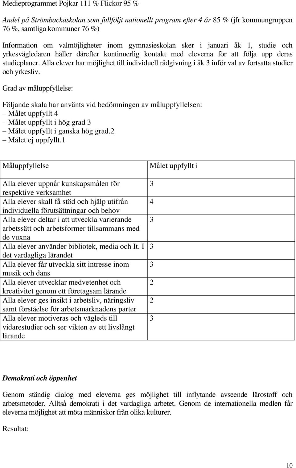 Alla elever har möjlighet till individuell rådgivning i åk inför val av fortsatta studier och yrkesliv.