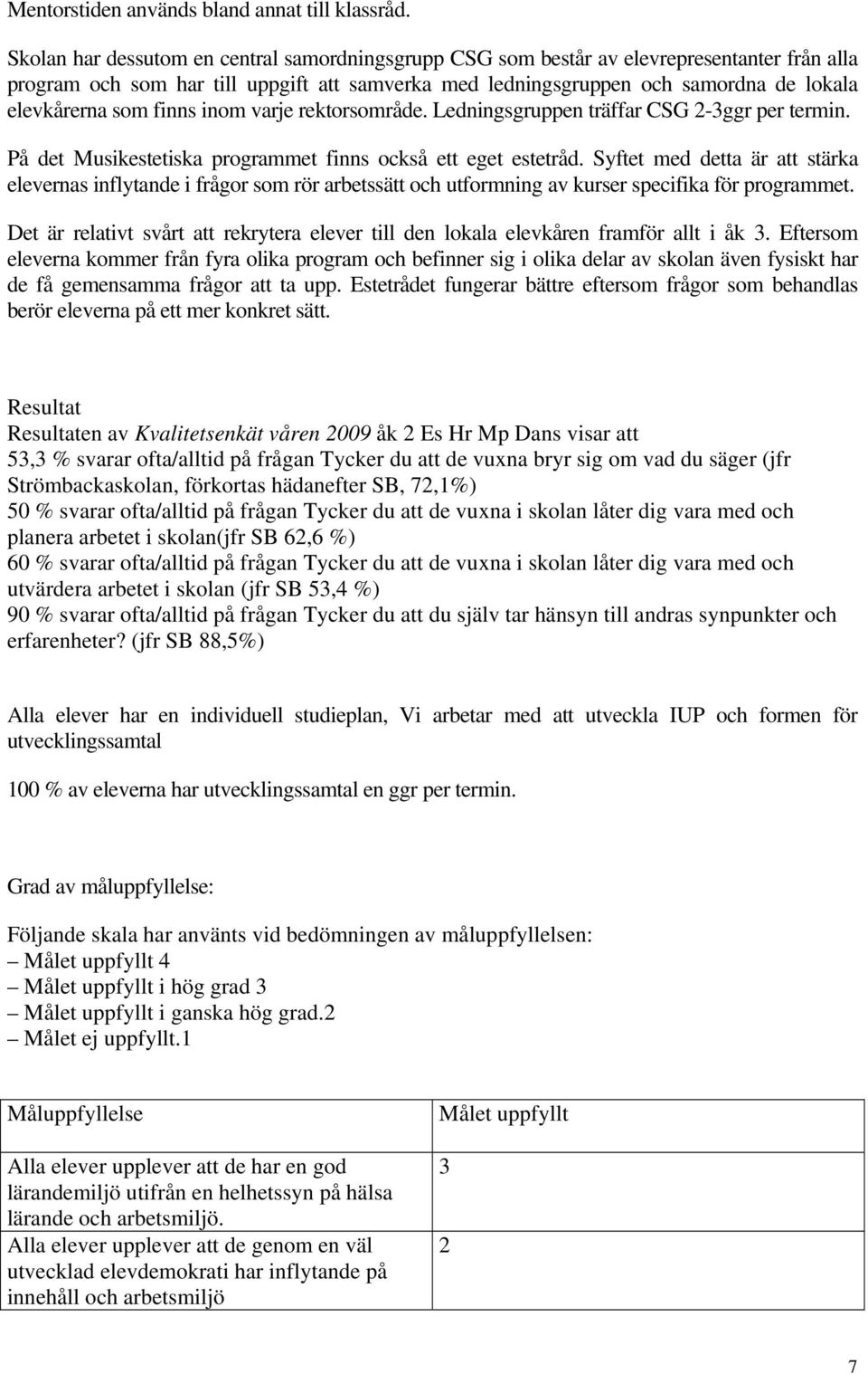 finns inom varje rektorsområde. Ledningsgruppen träffar CSG 2-ggr per termin. På det Musikestetiska programmet finns också ett eget estetråd.