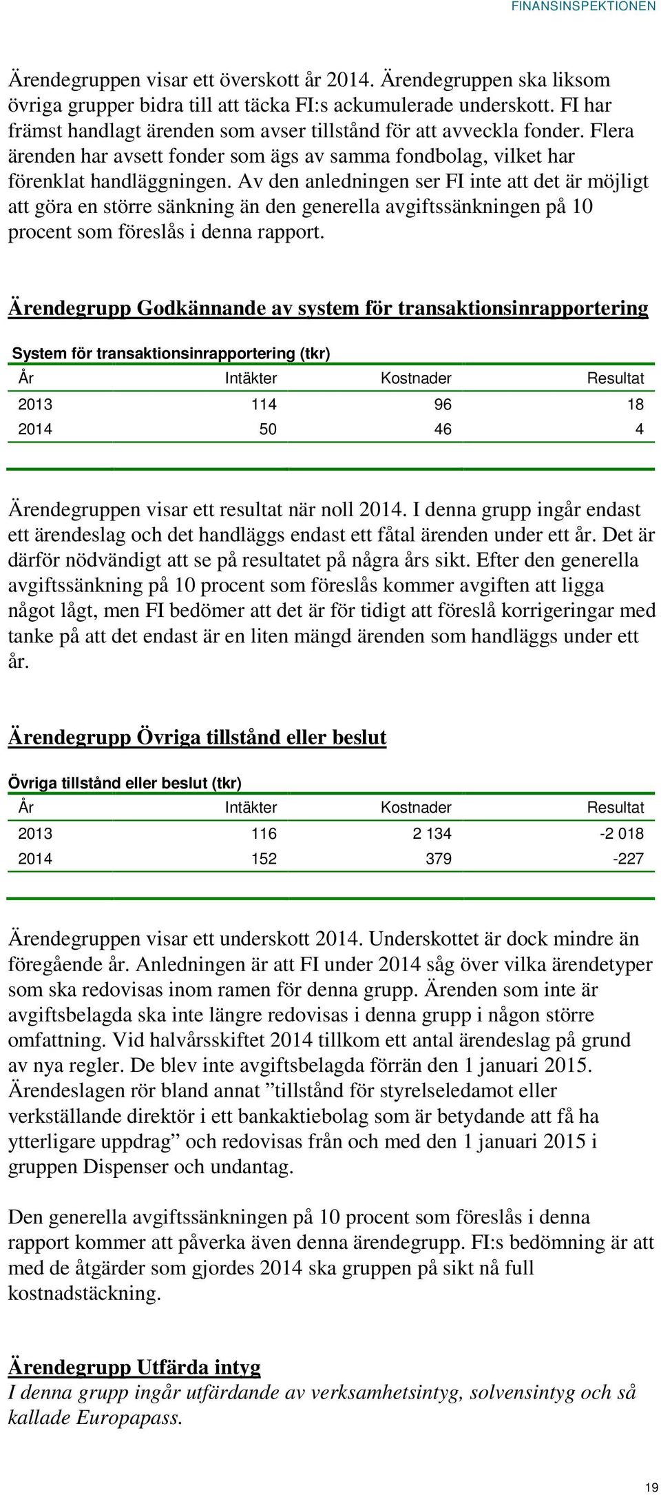 Av den anledningen ser FI inte att det är möjligt att göra en större sänkning än den generella avgiftssänkningen på 10 procent som föreslås i denna rapport.