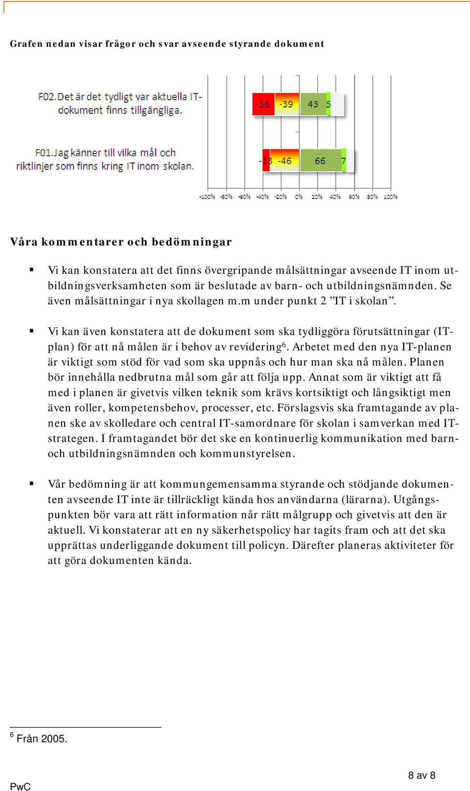 Vi kan även konstatera att de dokument som ska tydliggöra förutsättningar (ITplan) för att nå målen är i behov av revidering 6.