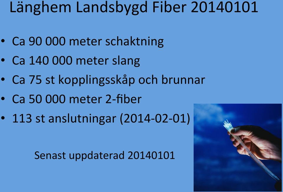 kopplingsskåp och brunnar Ca 50 000 meter 2- fiber