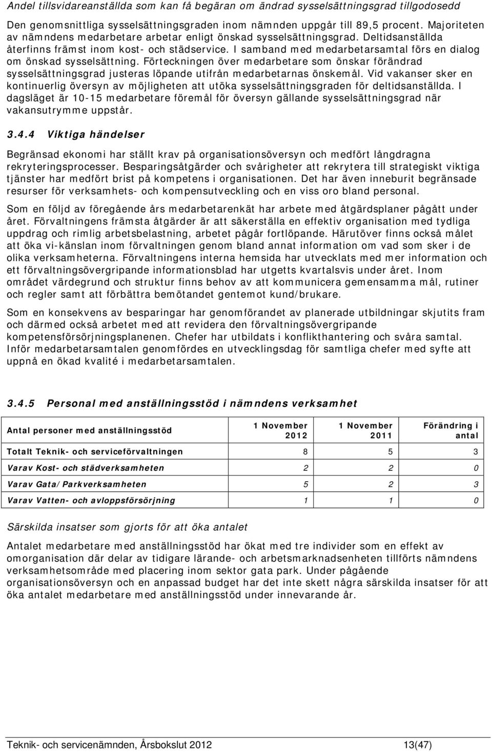 I samband med medarbetarsamtal förs en dialog om önskad sysselsättning. Förteckningen över medarbetare som önskar förändrad sysselsättningsgrad justeras löpande utifrån medarbetarnas önskemål.