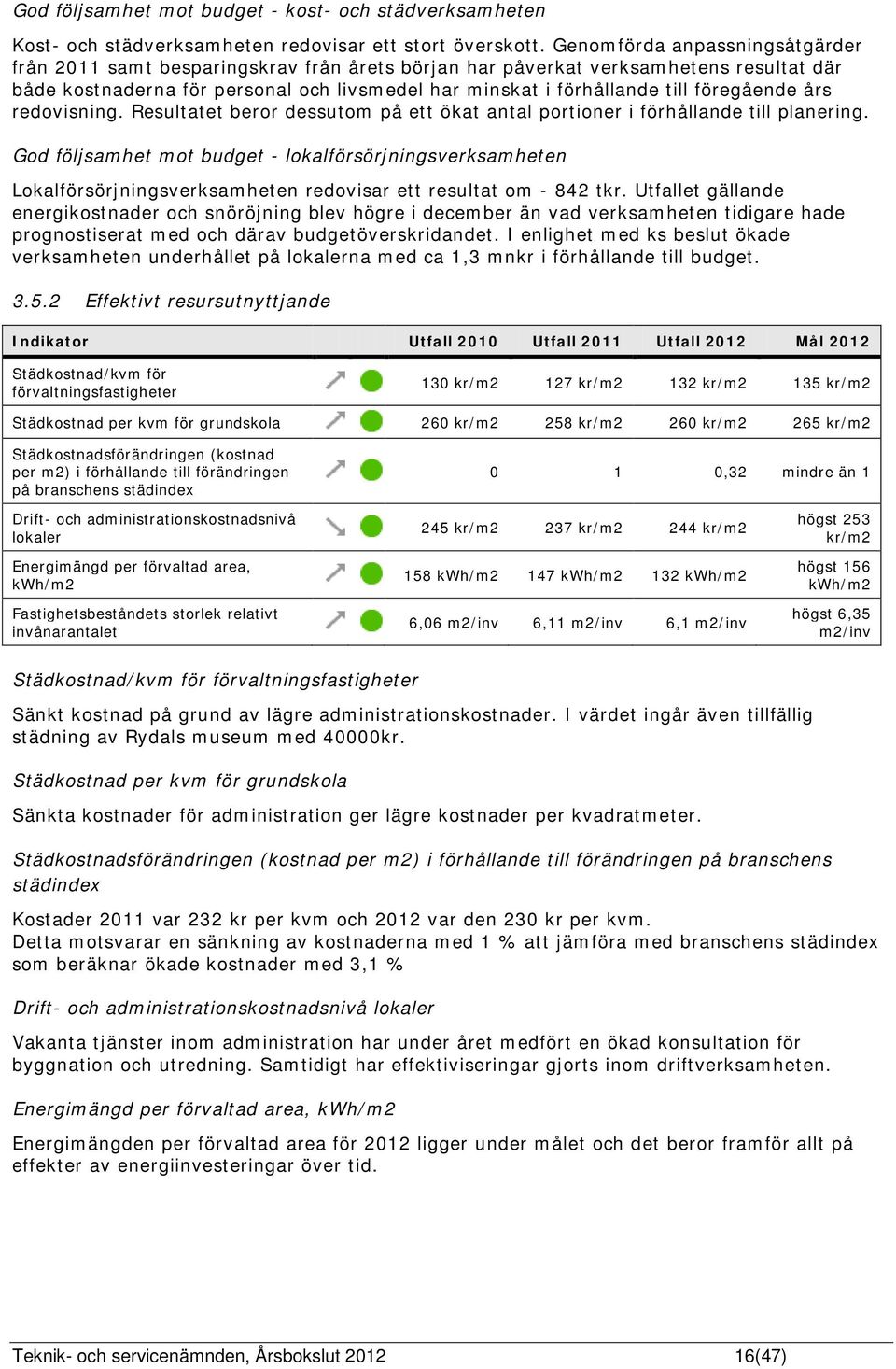 föregående års redovisning. Resultatet beror dessutom på ett ökat antal portioner i förhållande till planering.