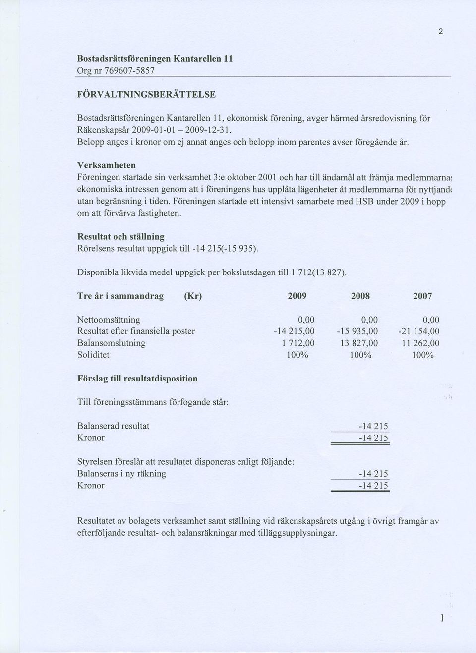 Verksamheten Föreningen startade sin verksamhet 3:e oktober 2001 och har till ändamål att främja medlemmarna: ekonomiska intressen genom att i föreningens hus upplåta lägenheter ät medlemmarna för