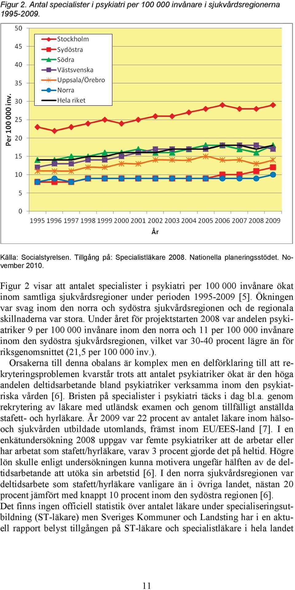 Ökningen var svag inom den norra och sydöstra sjukvårdsregionen och de regionala skillnaderna var stora.