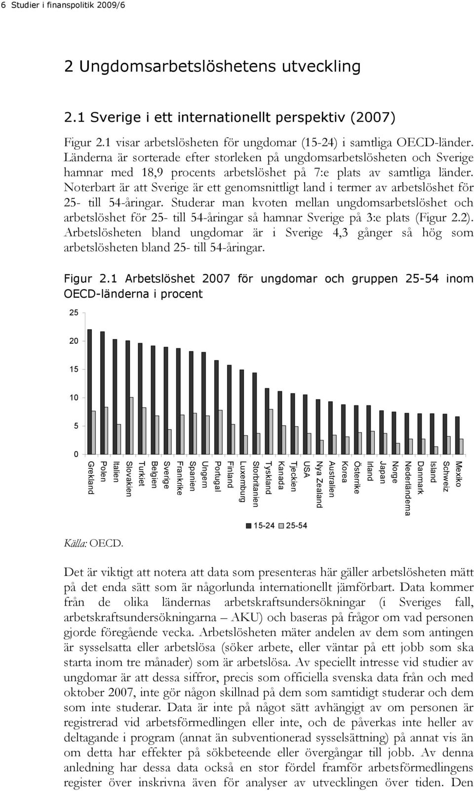 Noterbart är att Sverige är ett genomsnittligt land i termer av arbetslöshet för 25- till 54-åringar.