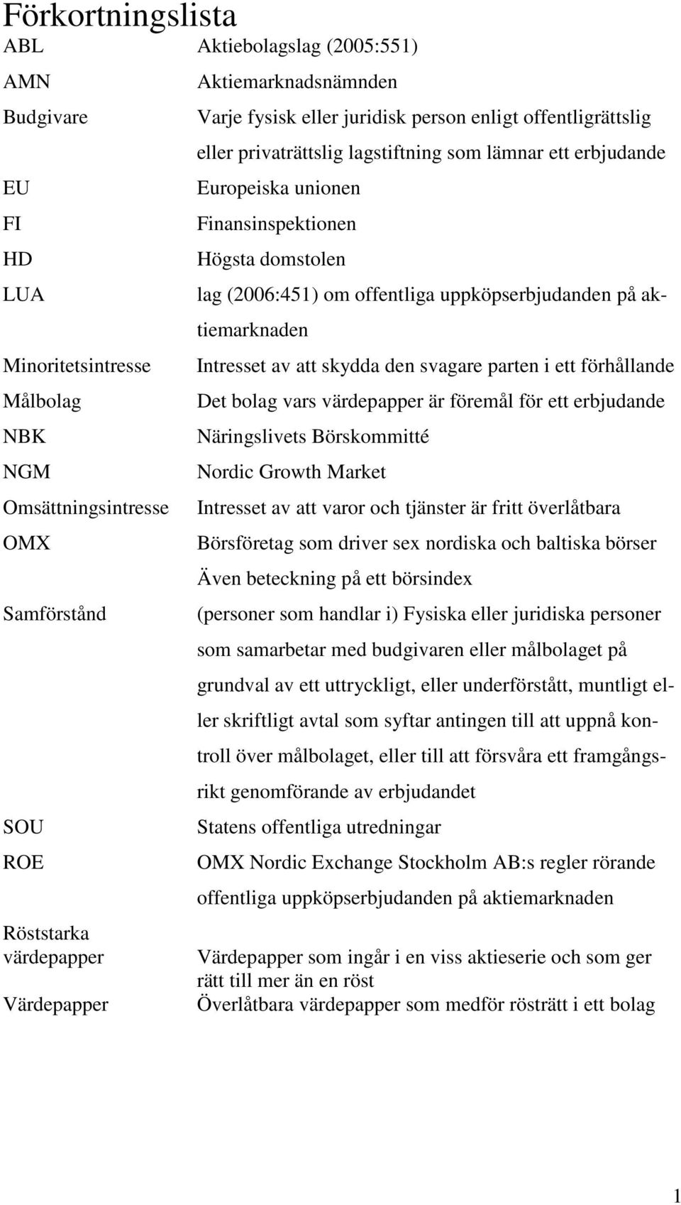 (2006:451) om offentliga uppköpserbjudanden på aktiemarknaden Intresset av att skydda den svagare parten i ett förhållande Det bolag vars värdepapper är föremål för ett erbjudande Näringslivets