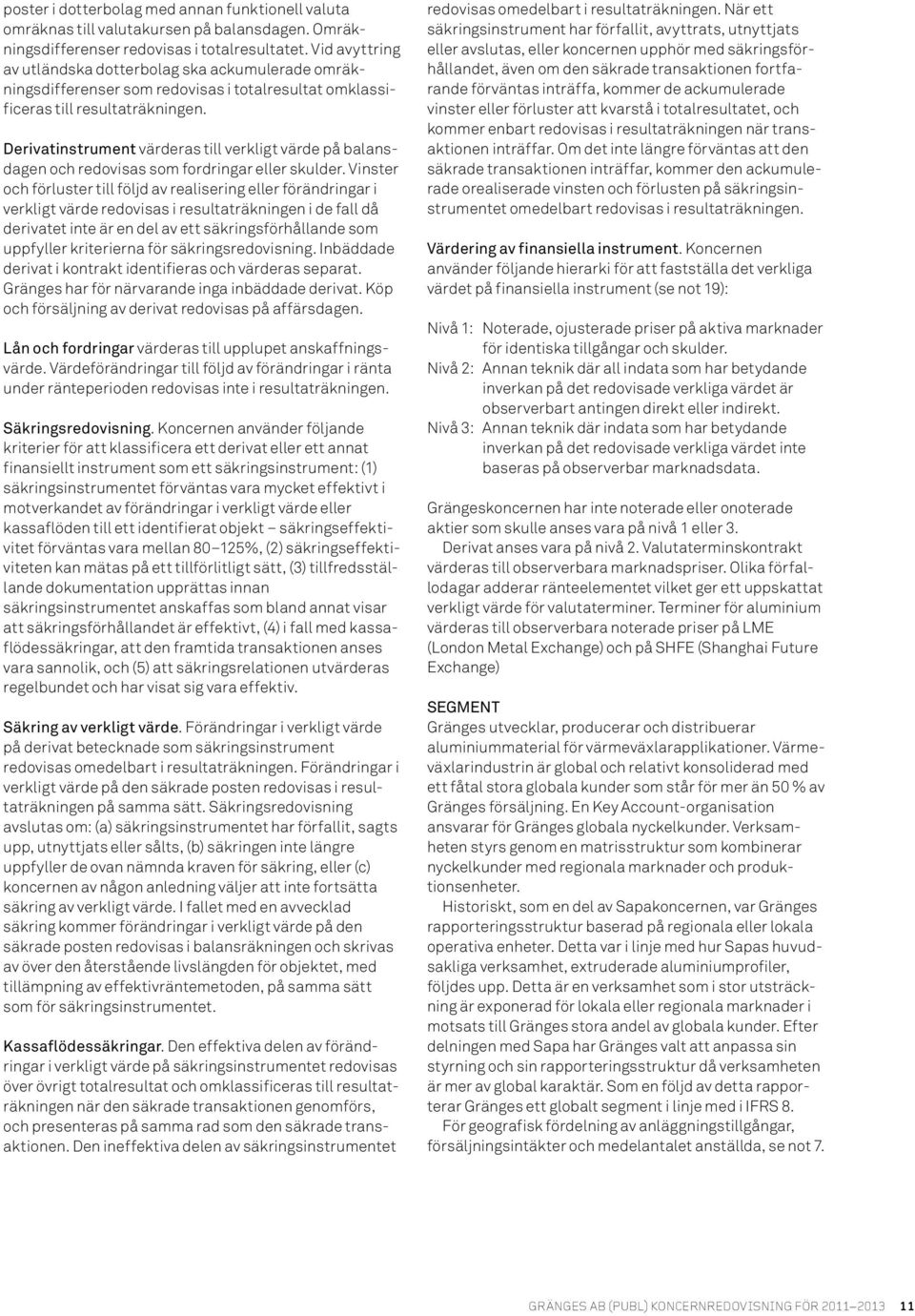 Derivatinstrument värderas till verkligt värde på balansdagen och redovisas som fordringar eller skulder.