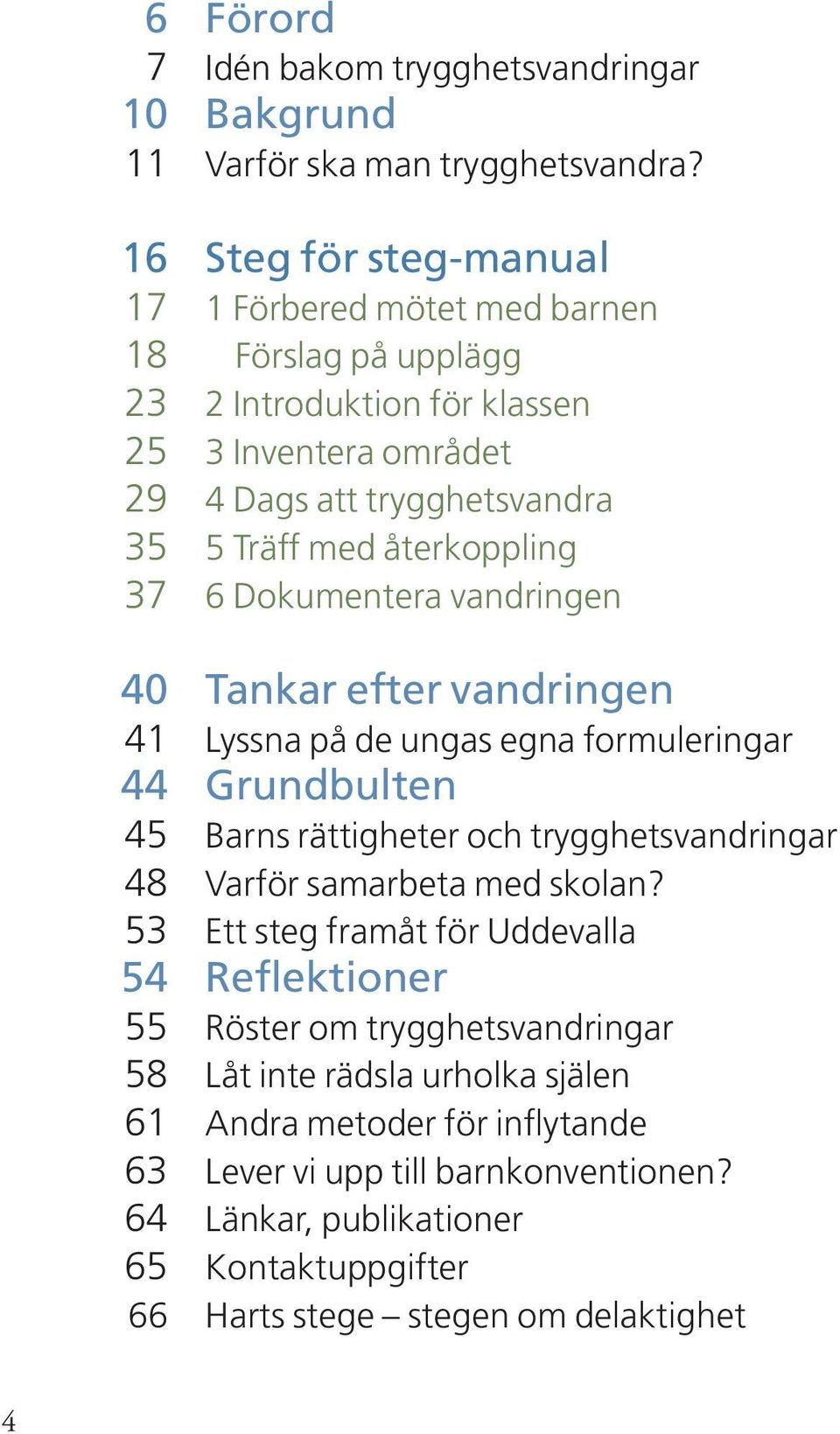 vandringen Tankar efter vandringen Lyssna på de ungas egna formuleringar Grundbulten Barns rättigheter och trygghetsvandringar Varför samarbeta med skolan?