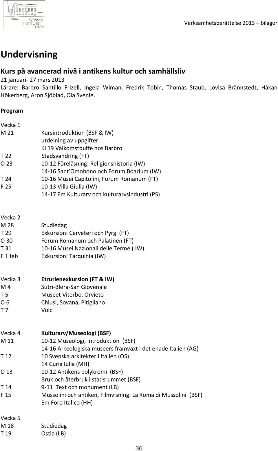 Program Vecka 1 M 21 T 22 O 23 T 24 F 25 Kursintroduktion (BSF & IW) utdelning av uppgifter Kl 19 Välkomstbuffe hos Barbro Stadsvandring (FT) 10-12 Föreläsning: Religionshistoria (IW) 14-16 Sant