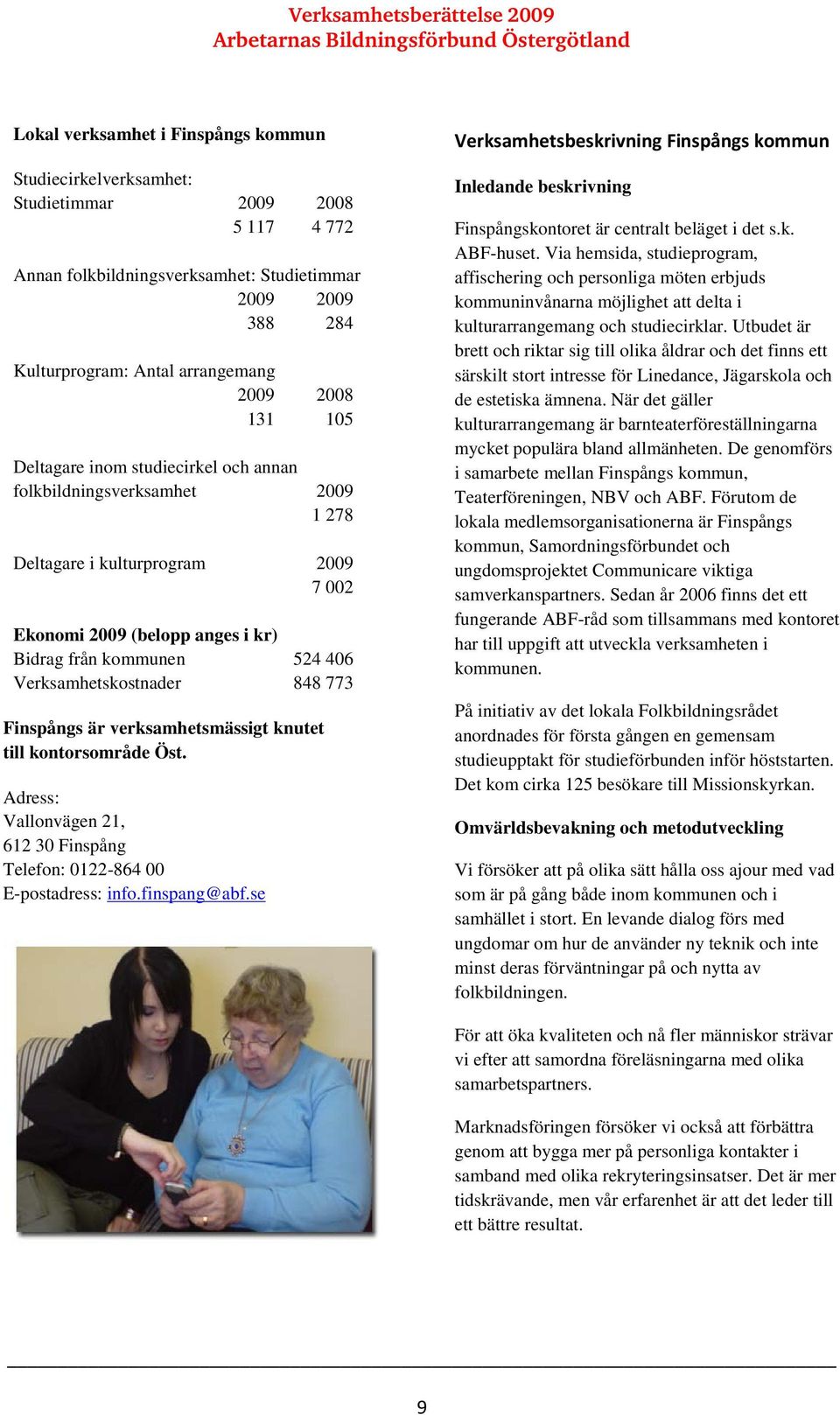 Verksamhetskostnader 848 773 Finspångs är verksamhetsmässigt knutet till kontorsområde Öst. Adress: Vallonvägen 21, 612 30 Finspång Telefon: 0122-864 00 E-postadress: info.finspang@abf.