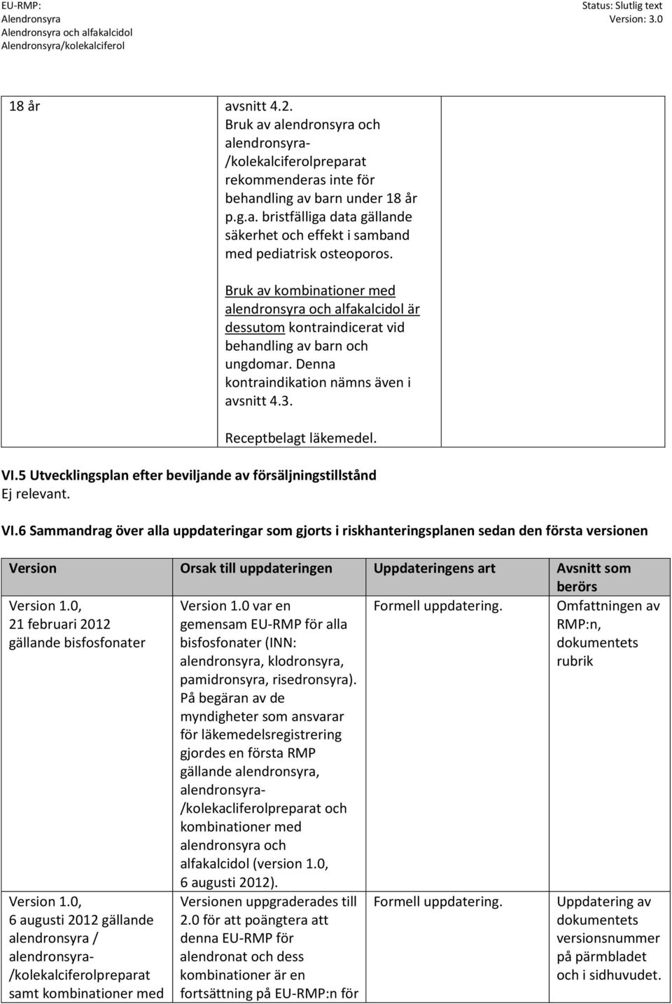 5 Utvecklingsplan efter beviljande av försäljningstillstånd Ej relevant. VI.