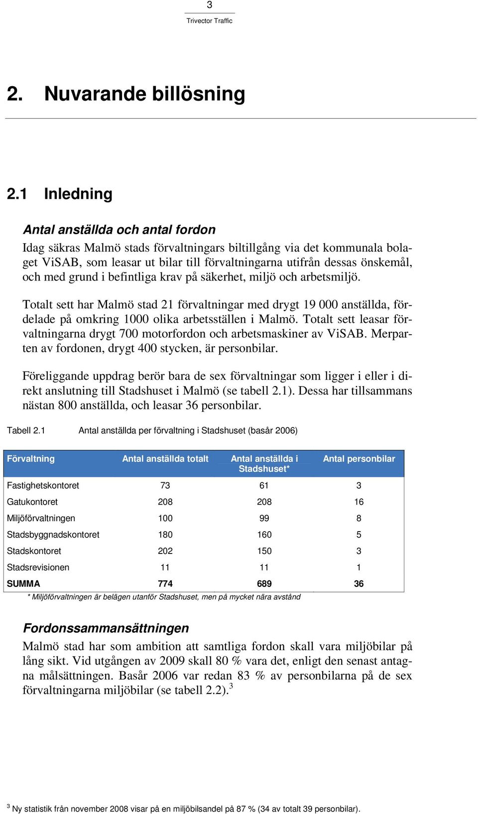 med grund i befintliga krav på säkerhet, miljö och arbetsmiljö. Totalt sett har Malmö stad 21 förvaltningar med drygt 19 000 anställda, fördelade på omkring 1000 olika arbetsställen i Malmö.