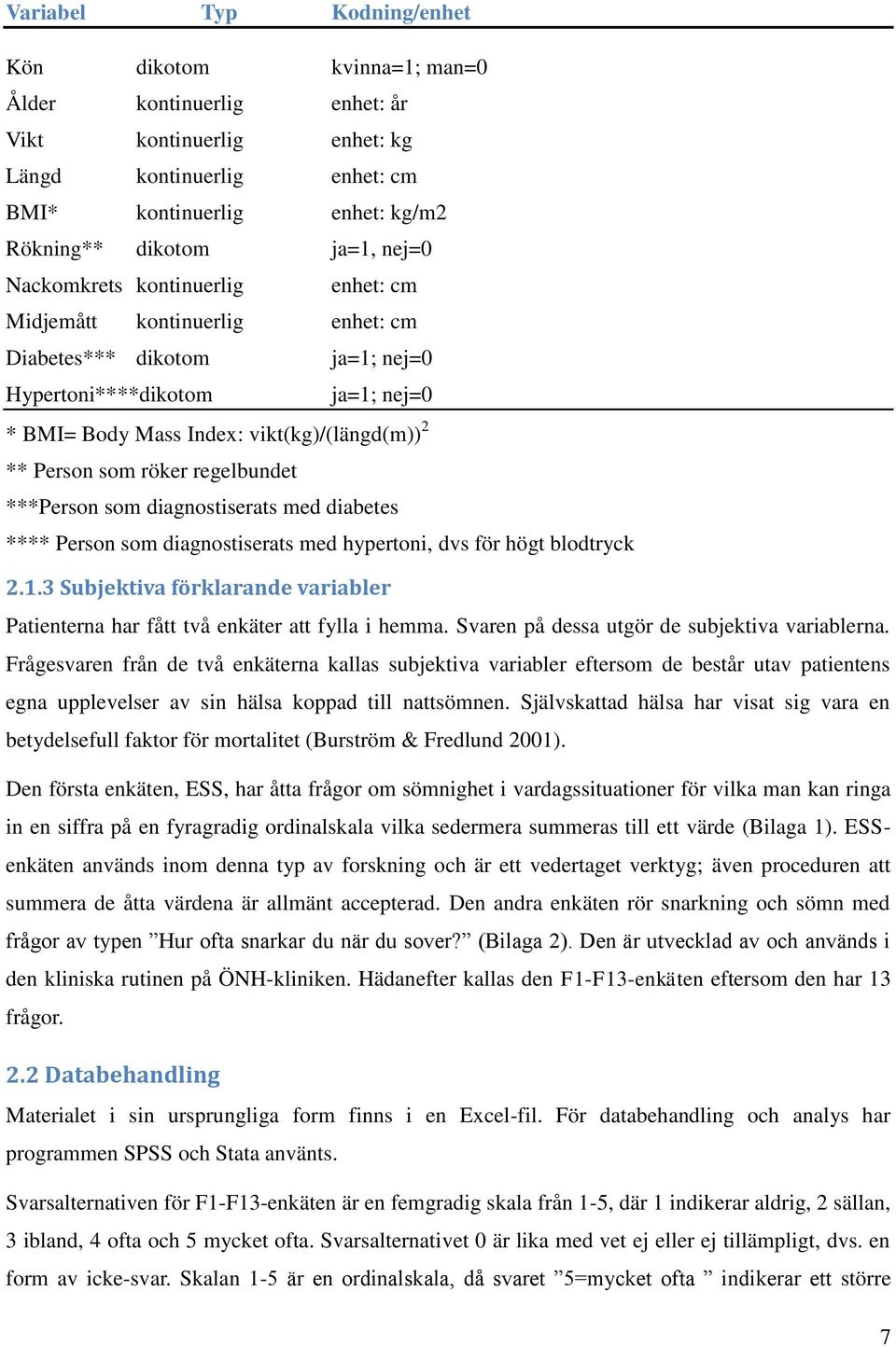 röker regelbundet ***Person som diagnostiserats med diabetes **** Person som diagnostiserats med hypertoni, dvs för högt blodtryck 2.1.