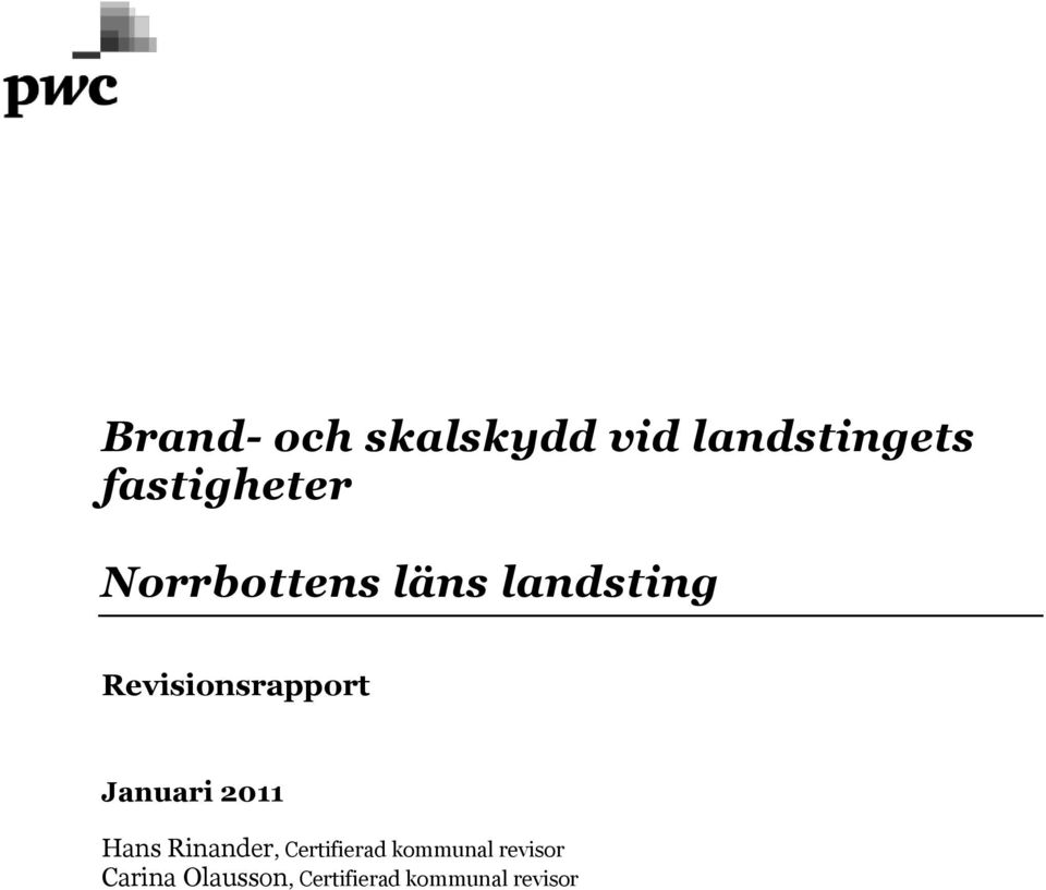 Revisionsrapport Januari 2011 Hans Rinander,