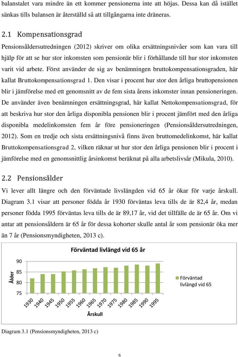 varit vid arbete. Först använder de sig av benämningen bruttokompensationsgraden, här kallat Bruttokompensationsgrad 1.