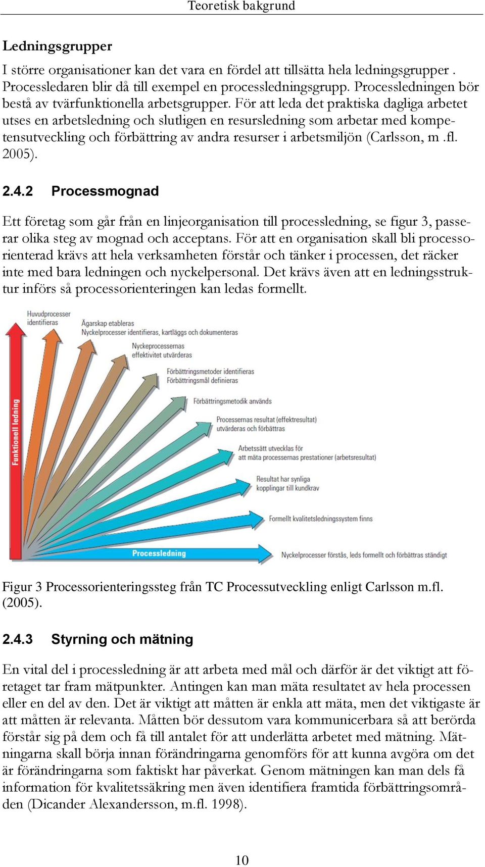 För att leda det praktiska dagliga arbetet utses en arbetsledning och slutligen en resursledning som arbetar med kompetensutveckling och förbättring av andra resurser i arbetsmiljön (Carlsson, m.fl.