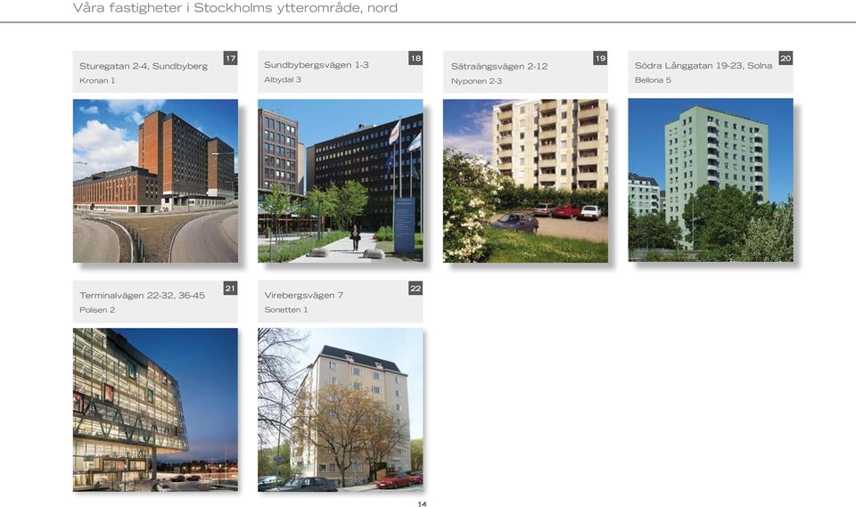 Långgatan 19-23, Solna 20 Kronan 1 Albydal 3 Nyponen 2-3 Bellona 5