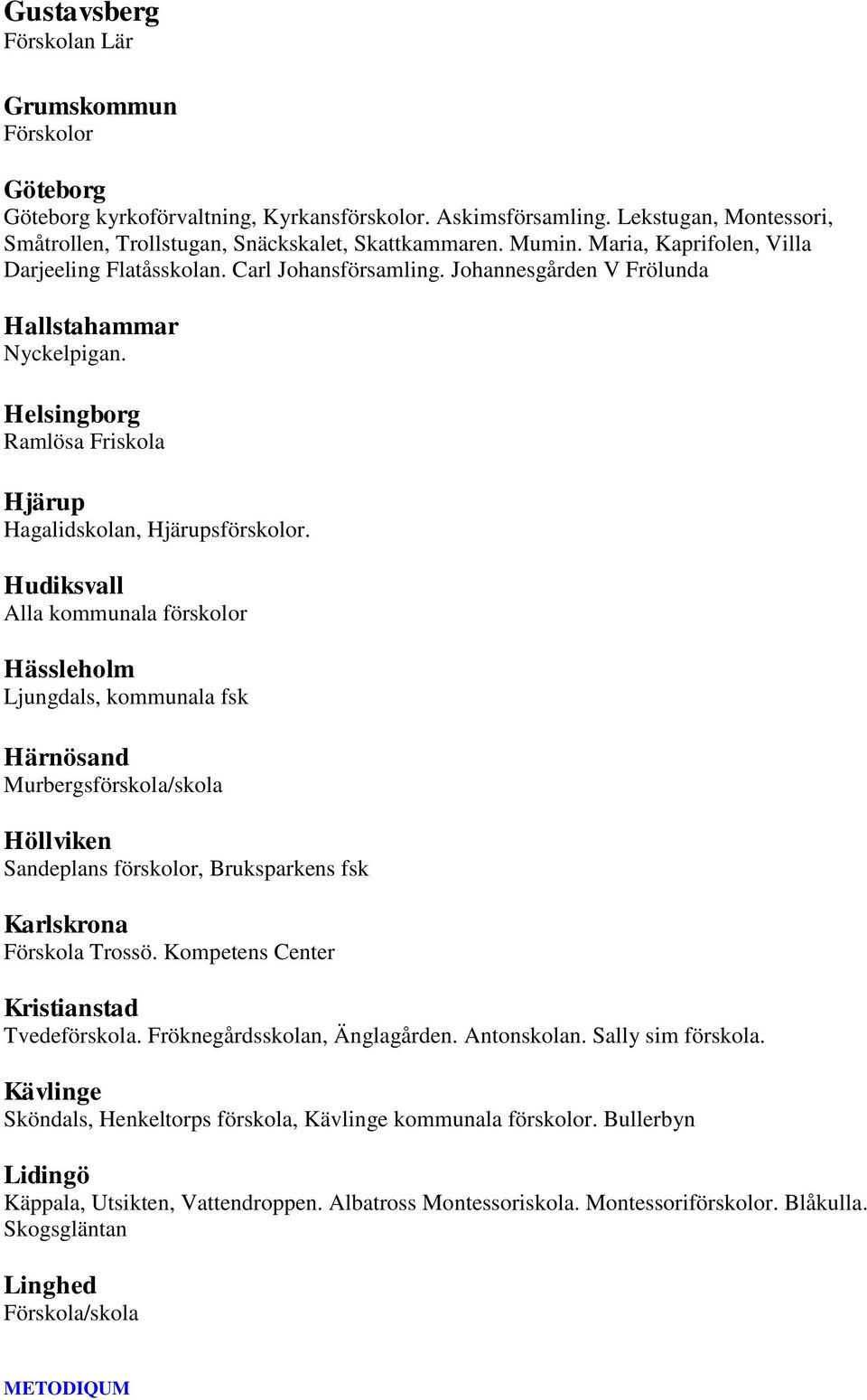 Helsingborg Ramlösa Friskola Hjärup Hagalidskolan, Hjärupsförskolor.