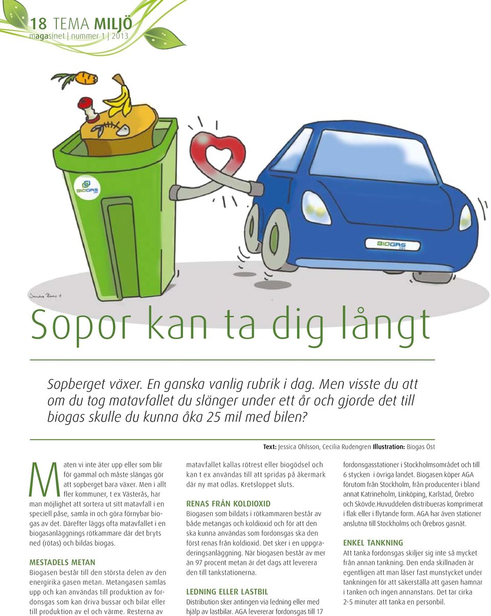 Text: Jessica Ohlsson, Cecilia Rudengren Illustration: Biogas Öst Maten vi inte äter upp eller som blir för gammal och måste slängas gör att sopberget bara växer.