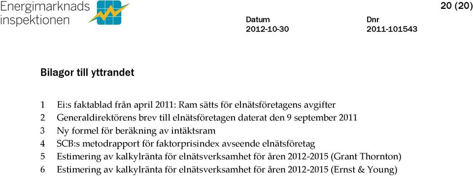 4 SCB:s metodrapport för faktorprisindex avseende elnätsföretag 5 Estimering av kalkylränta för elnätsverksamhet