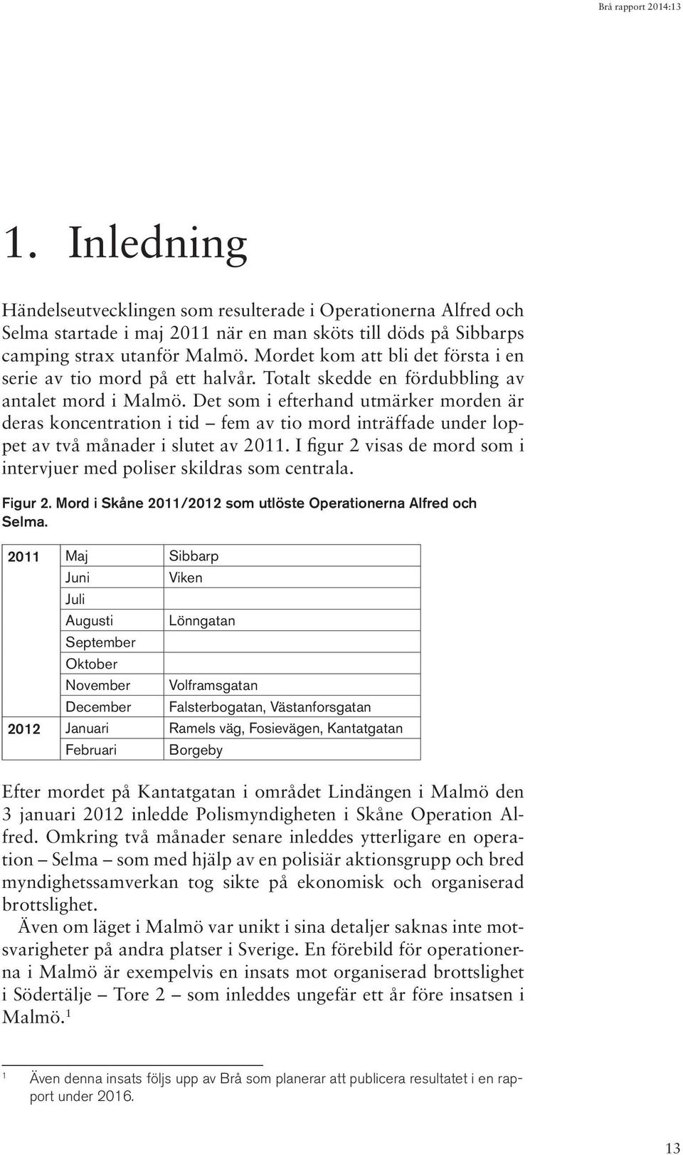 Det som i efterhand utmärker morden är deras koncentration i tid fem av tio mord inträffade under loppet av två månader i slutet av 2011.