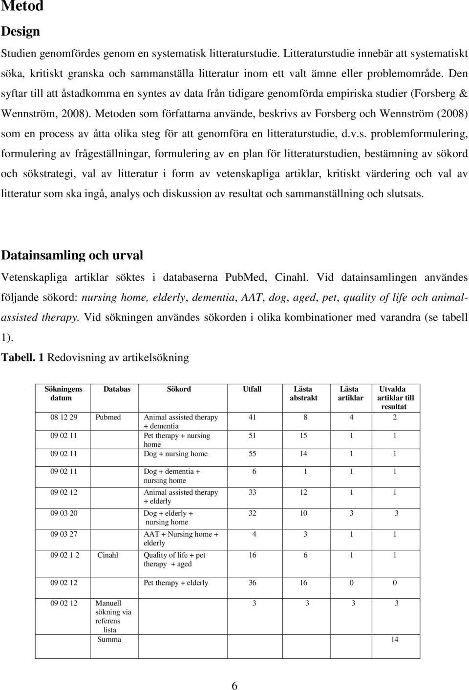 Den syftar till att åstadkomma en syntes av data från tidigare genomförda empiriska studier (Forsberg & Wennström, 2008).