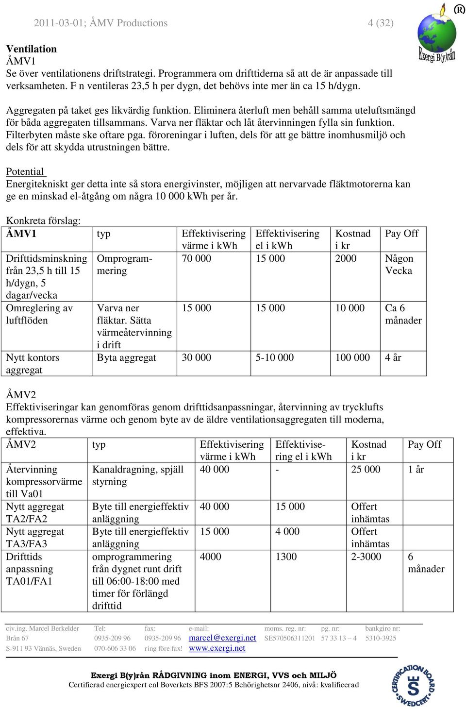 Varva ner fläktar och låt återvinningen fylla sin funktion. Filterbyten måste ske oftare pga. föroreningar i luften, dels för att ge bättre inomhusmiljö och dels för att skydda utrustningen bättre.