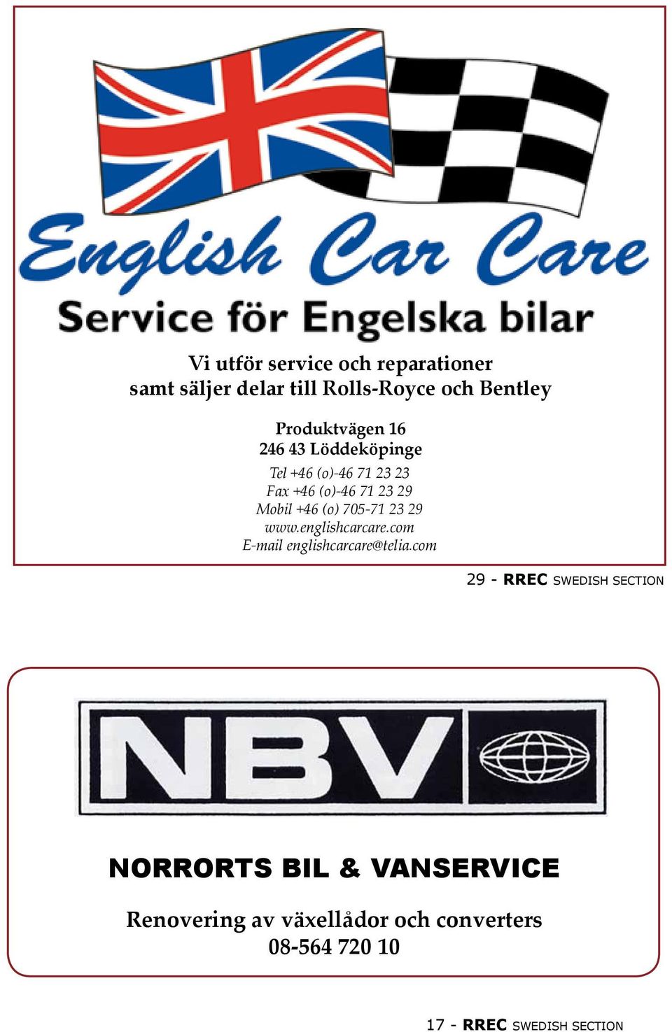 29 www.englishcarcare.com E-mail englishcarcare@telia.