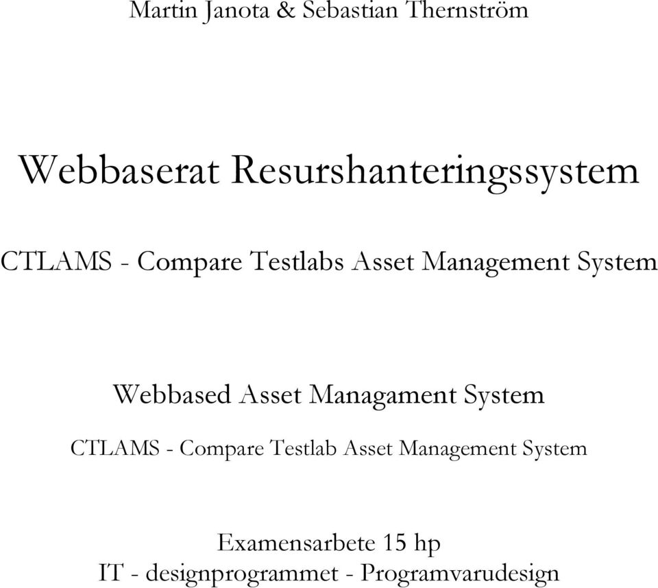 System Webbased Asset Managament System CTLAMS - Compare Testlab