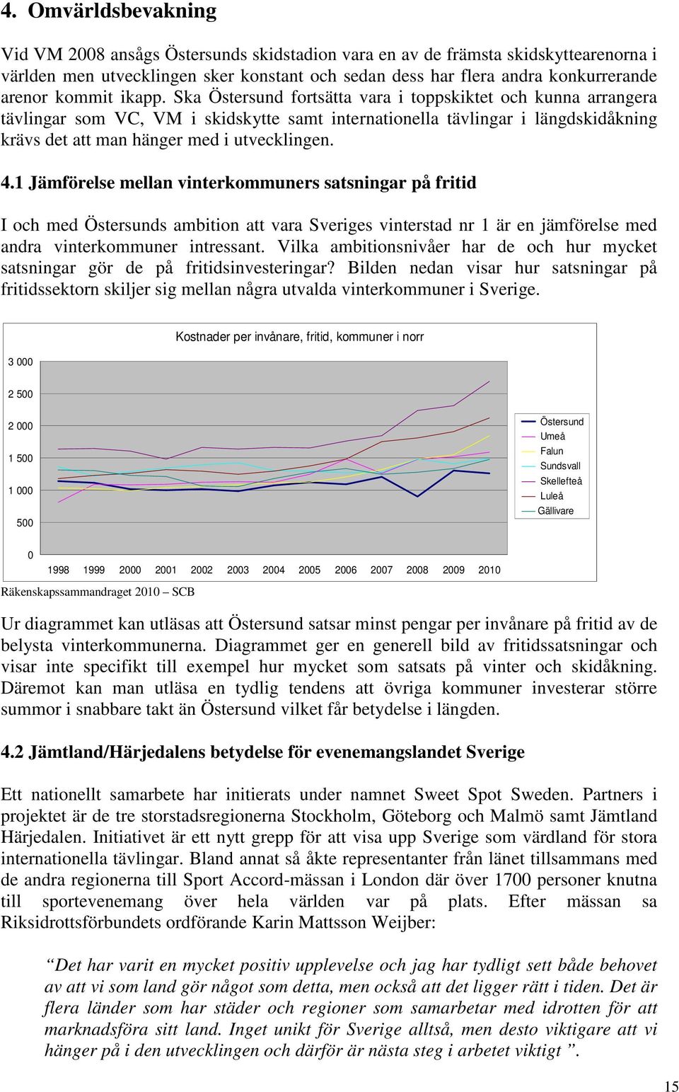 Ska Östersund fortsätta vara i toppskiktet och kunna arrangera tävlingar som VC, VM i skidskytte samt internationella tävlingar i längdskidåkning krävs det att man hänger med i utvecklingen. 4.