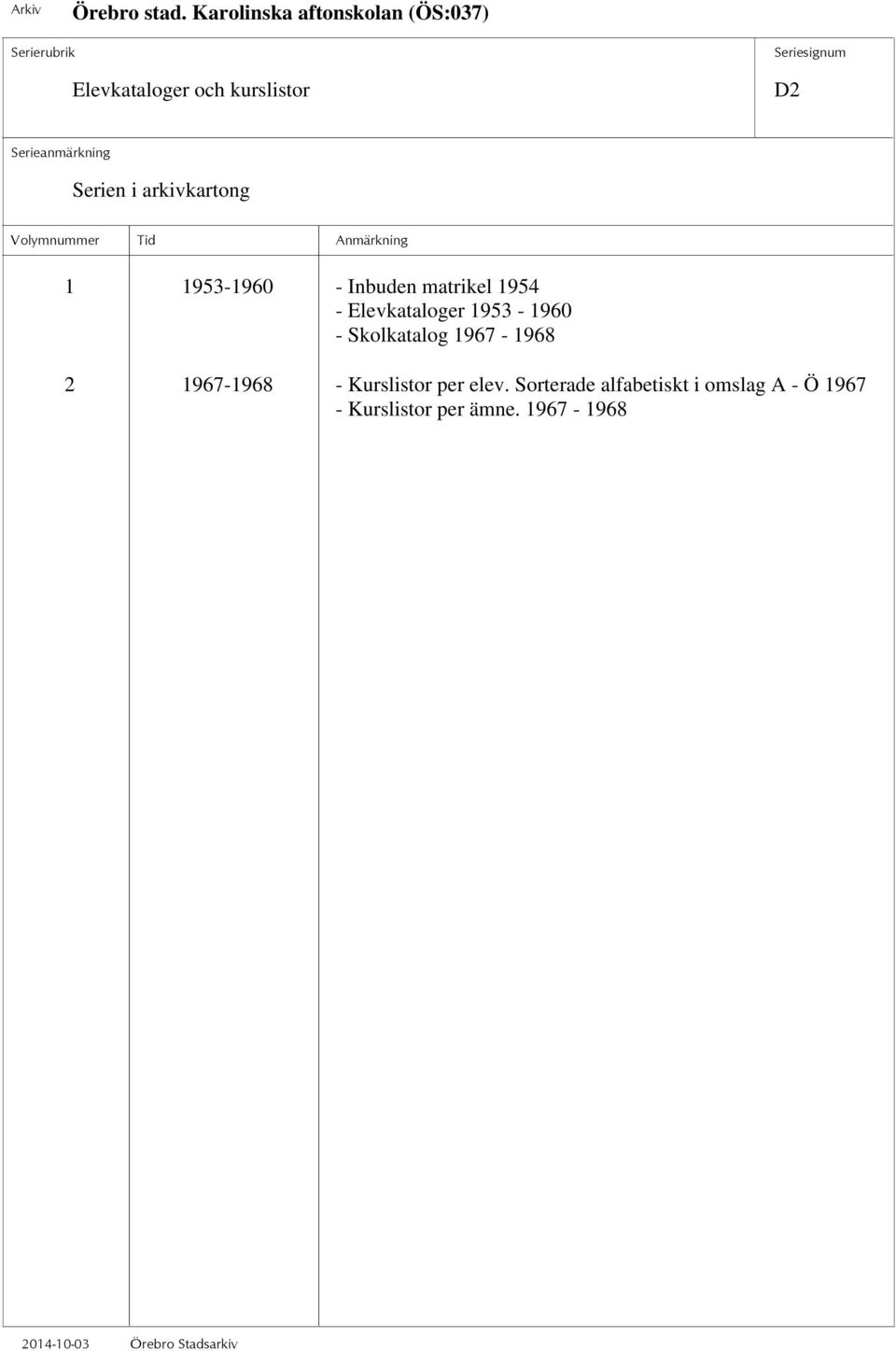 Skolkatalog 1967-1968 2 1967-1968 - Kurslistor per elev.