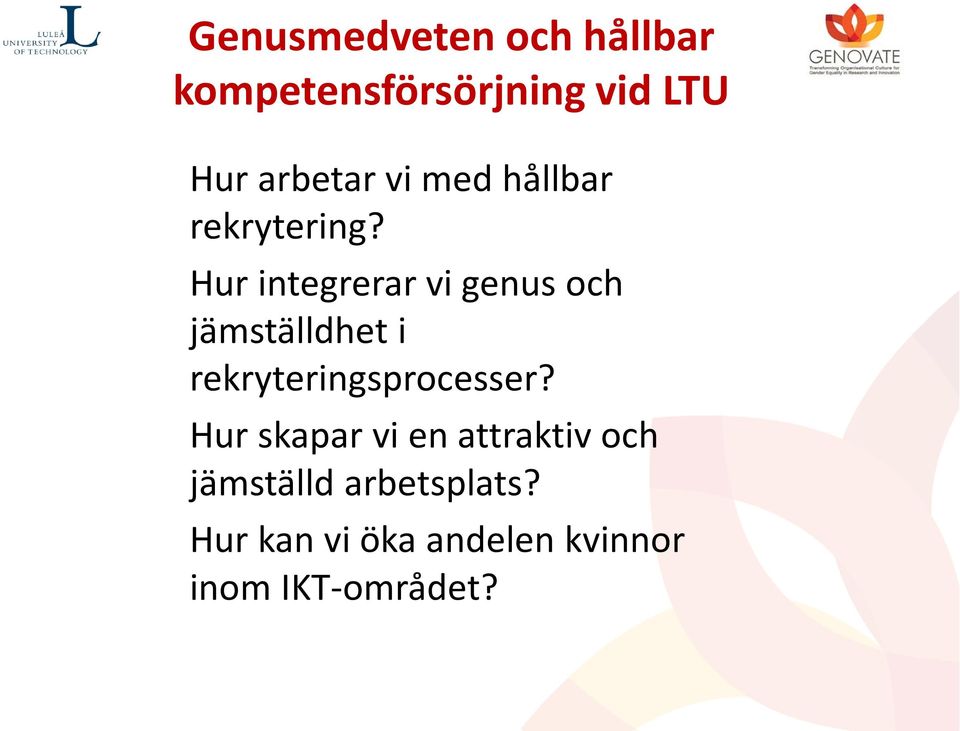 Hur integrerar vi genus och jämställdhet i rekryteringsprocesser?