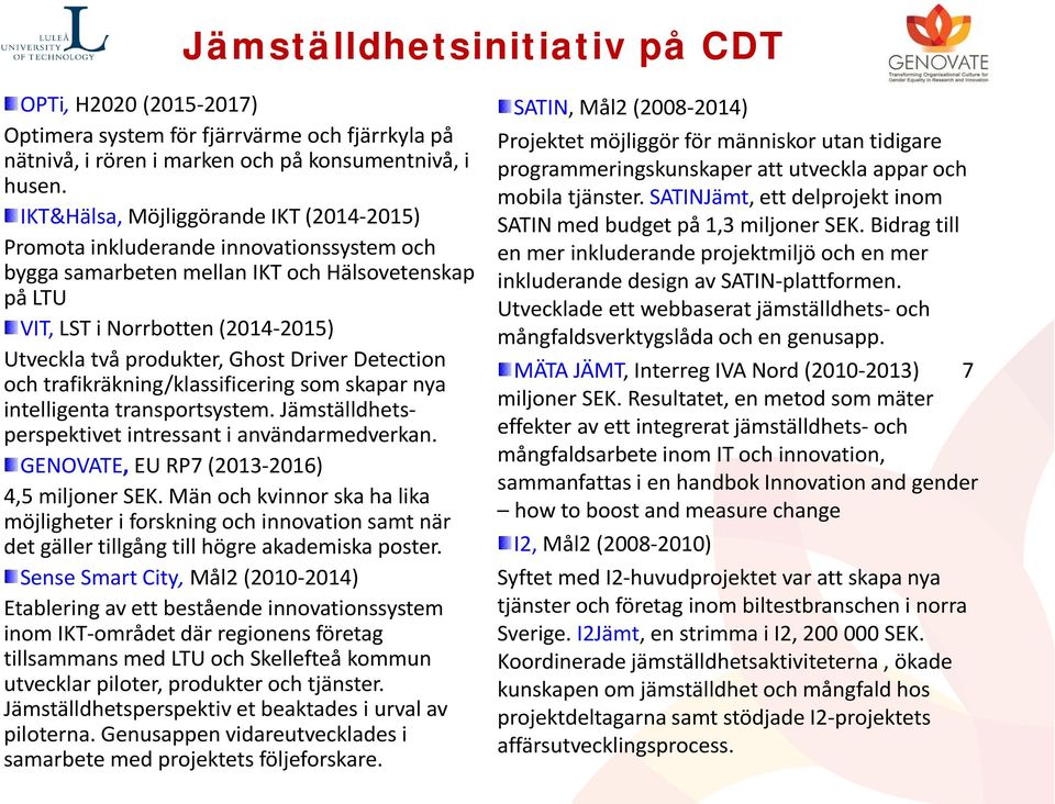 Ghost Driver Detection och trafikräkning/klassificering som skapar nya intelligenta transportsystem. Jämställdhetsperspektivet intressant i användarmedverkan.