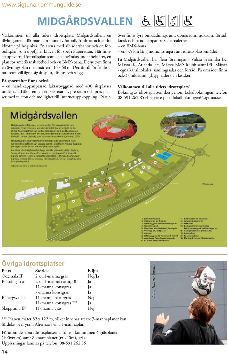 Här finns en uppvärmd fotbollsplan som kan användas under hela året, en plan för amerikansk fotboll och en BMX-bana. Dessutom finns en övningsplan med måtten 116 x 68 m.