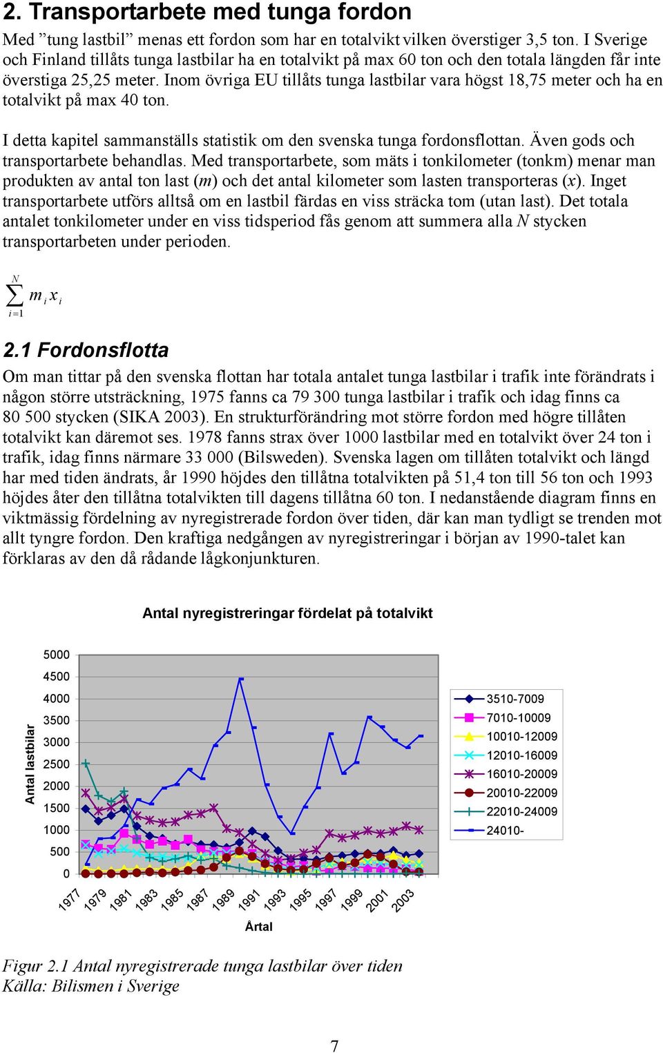 Inom övriga EU tillåts tunga lastbilar vara högst 18,75 meter och ha en totalvikt på max 40 ton. I detta kapitel sammanställs statistik om den svenska tunga fordonsflottan.