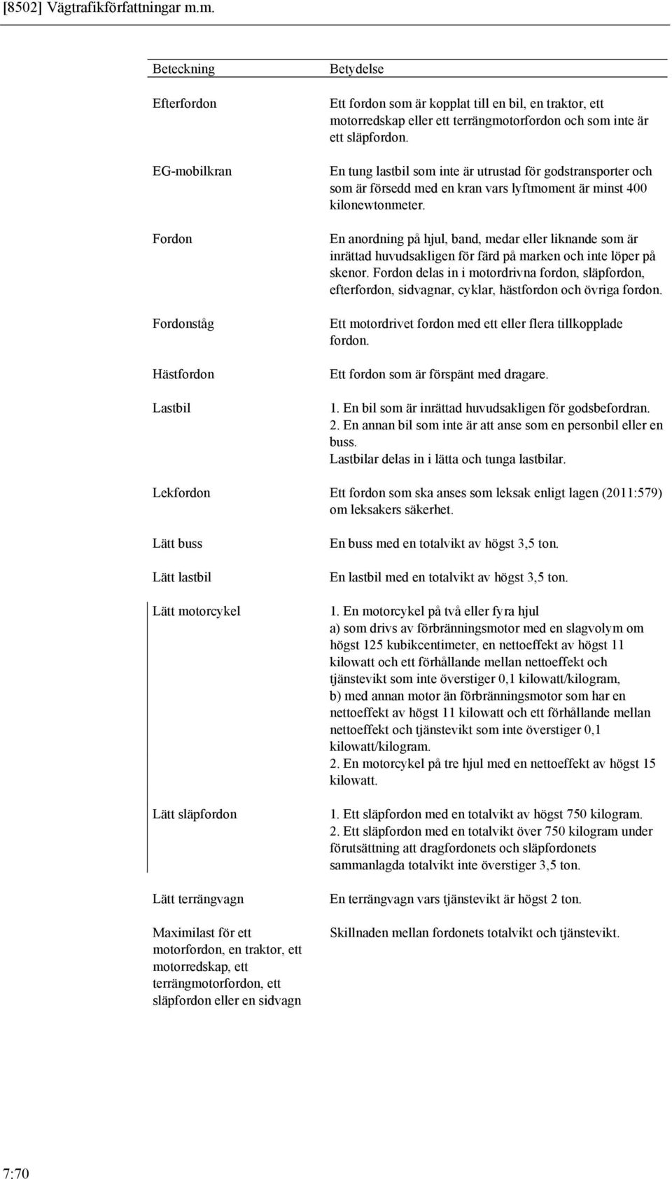 En tung lastbil som inte är utrustad för godstransporter och som är försedd med en kran vars lyftmoment är minst 400 kilonewtonmeter.