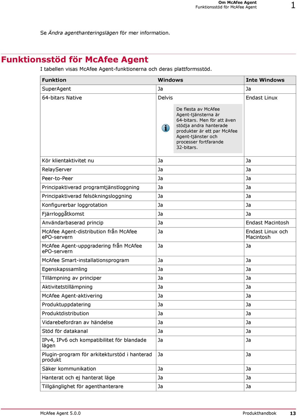 Men för att även stödja andra hanterade produkter är ett par McAfee Agent-tjänster och processer fortfarande 32-bitars.