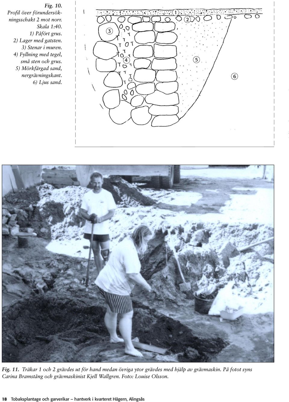 3 4 1 2 5 6 Fig. 11. Träkar 1 och 2 grävdes ut för hand medan övriga ytor grävdes med hjälp av grävmaskin.