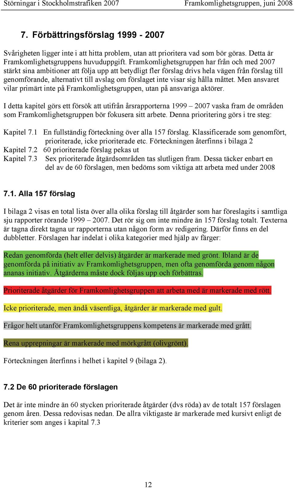 visar sig hålla måttet. Men ansvaret vilar primärt inte på Framkomlighetsgruppen, utan på ansvariga aktörer.