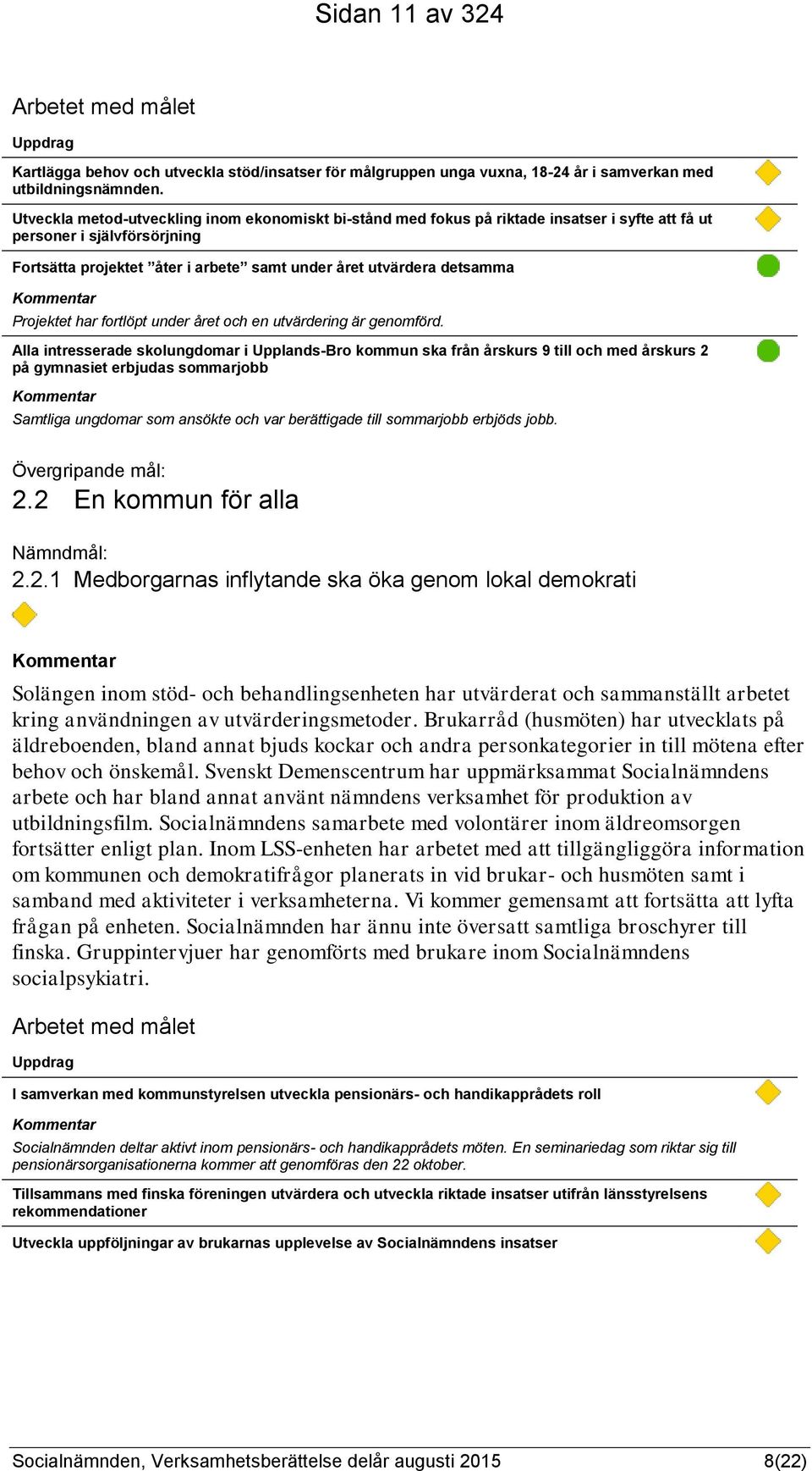 Kommentar Projektet har fortlöpt under året och en utvärdering är genomförd.