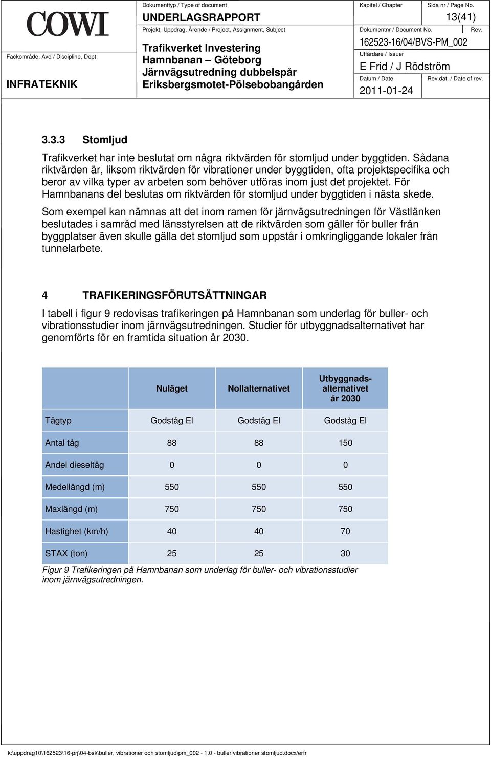 För Hamnbanans del beslutas om riktvärden för stomljud under byggtiden i nästa skede.