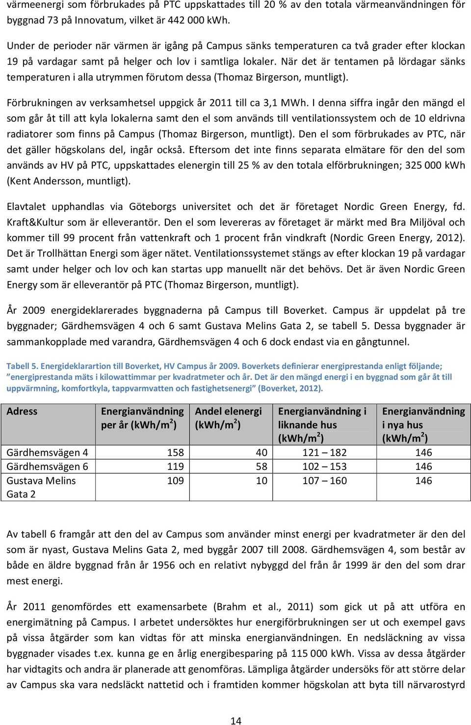 När det är tentamen på lördagar sänks temperaturen i alla utrymmen förutom dessa (Thomaz Birgerson, muntligt). Förbrukningen av verksamhetsel uppgick år 2011 till ca 3,1 MWh.