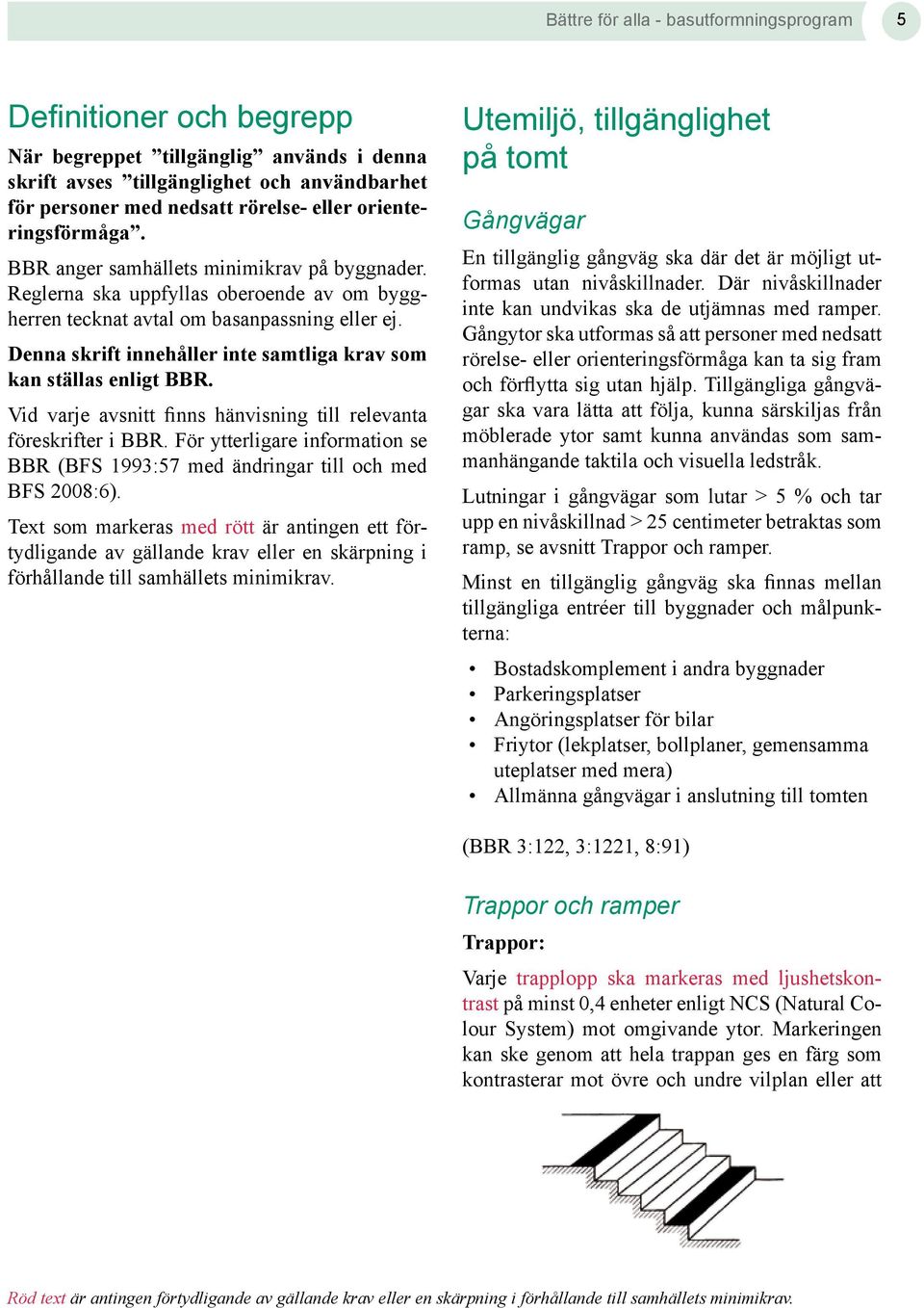 Denna skrift innehåller inte samtliga krav som kan ställas enligt BBR. Vid varje avsnitt finns hänvisning till relevanta föreskrifter i BBR.