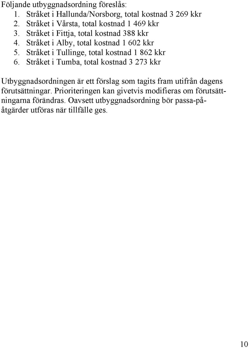 Stråket i Tullinge, total kostnad 1 862 kkr 6.