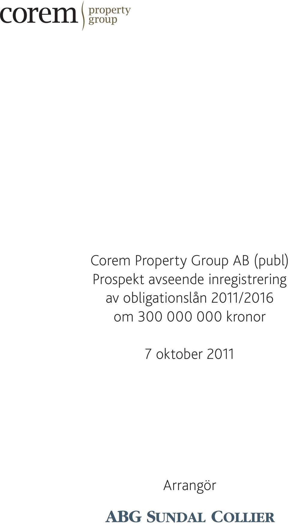 av obligationslån 2011/2016 om 300