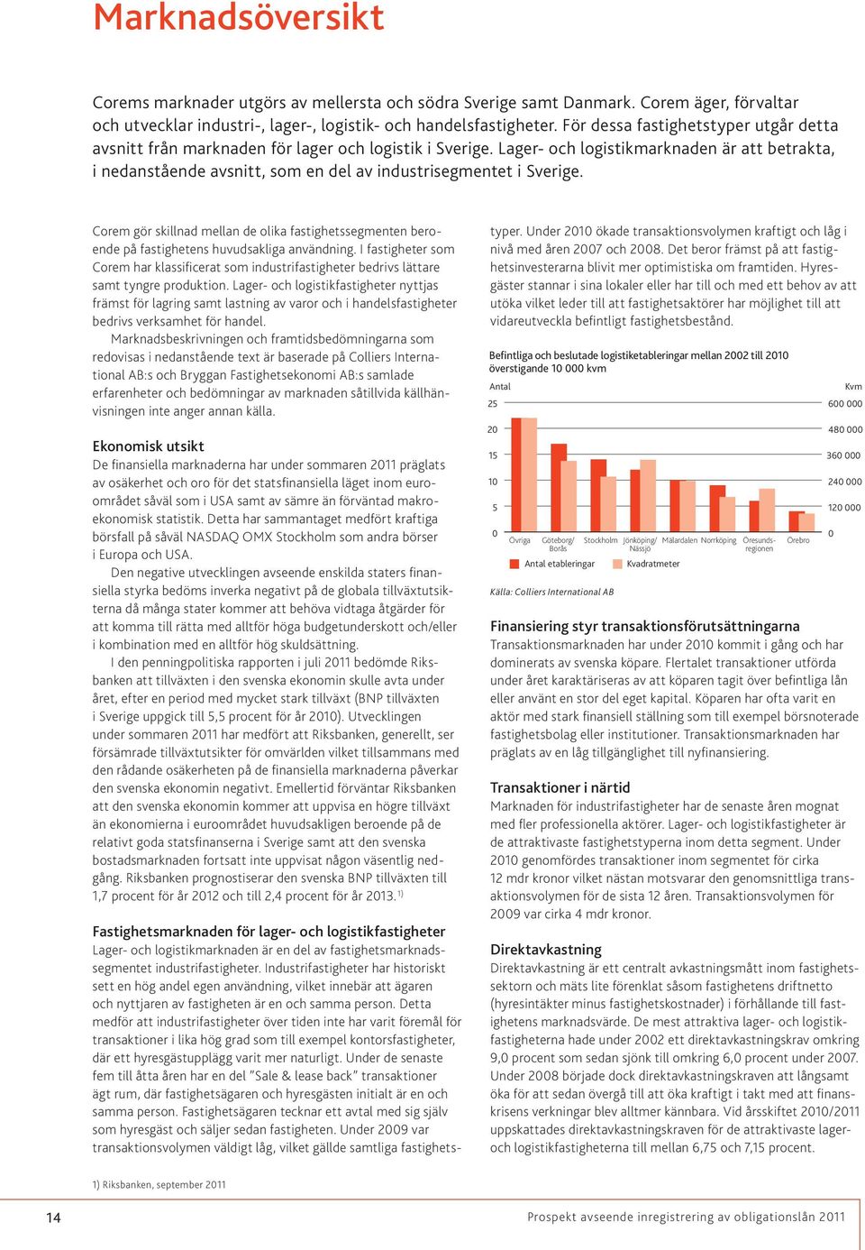 Lager- och logistikmarknaden är att betrakta, i nedanstående avsnitt, som en del av industrisegmentet i Sverige.