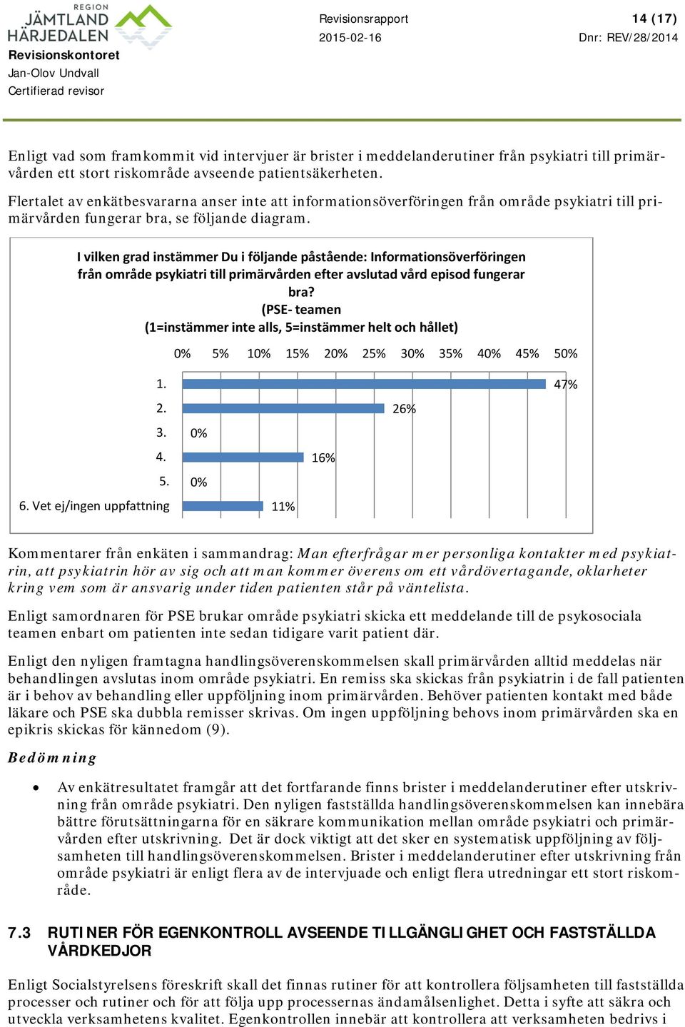 I vilken grad instämmer Du i följande påstående: Informationsöverföringen från område psykiatri till primärvården efter avslutad vård episod fungerar bra?