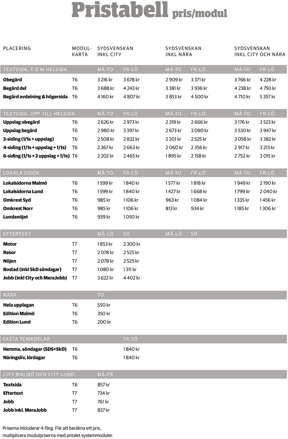 Textsida, upp till helsida Må-to Fr-lö Må-to Fr-lö Må-to Fr-lö Uppslag obegärd T6 2 6 kr 2 973 kr 2 319 kr 2 666 kr 3 176 kr 3 523 kr Uppslag begärd T6 2 980 kr 3 397 kr 2 673 kr 3 090 kr 3 530 kr 3